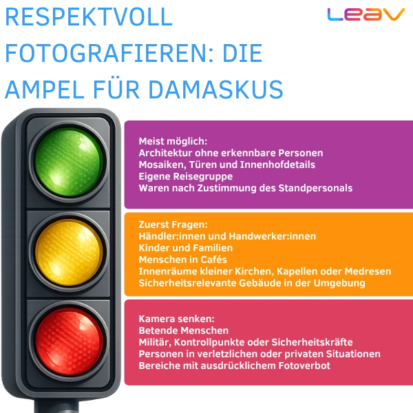 Respektvoll fotografieren Die Ampel für Damaskus Respektvoll fotografieren Die Ampel für Damaskus